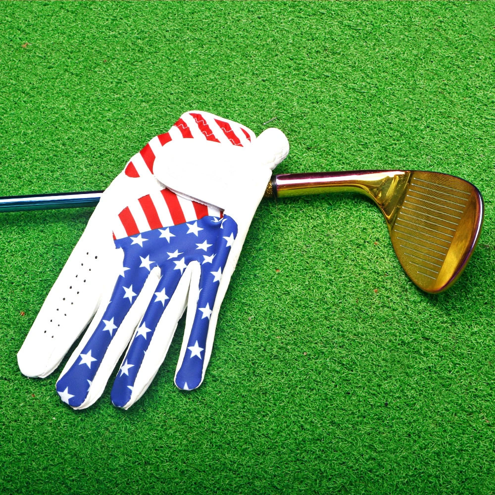 USA Flag Printing Design Custom Logo Cabretta Leather Golf Glove